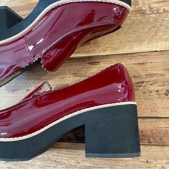 Eileen Fisher Harria Platform Maroon Patent Loafers - Picture 12 of 13
